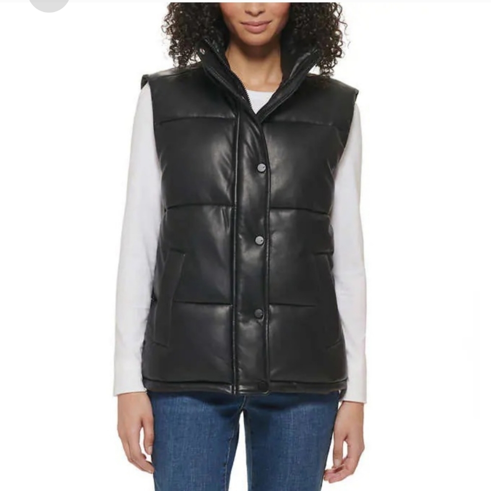 Marc New York Womens' Faux Leather Puffer Vest - Picture 3 of 7